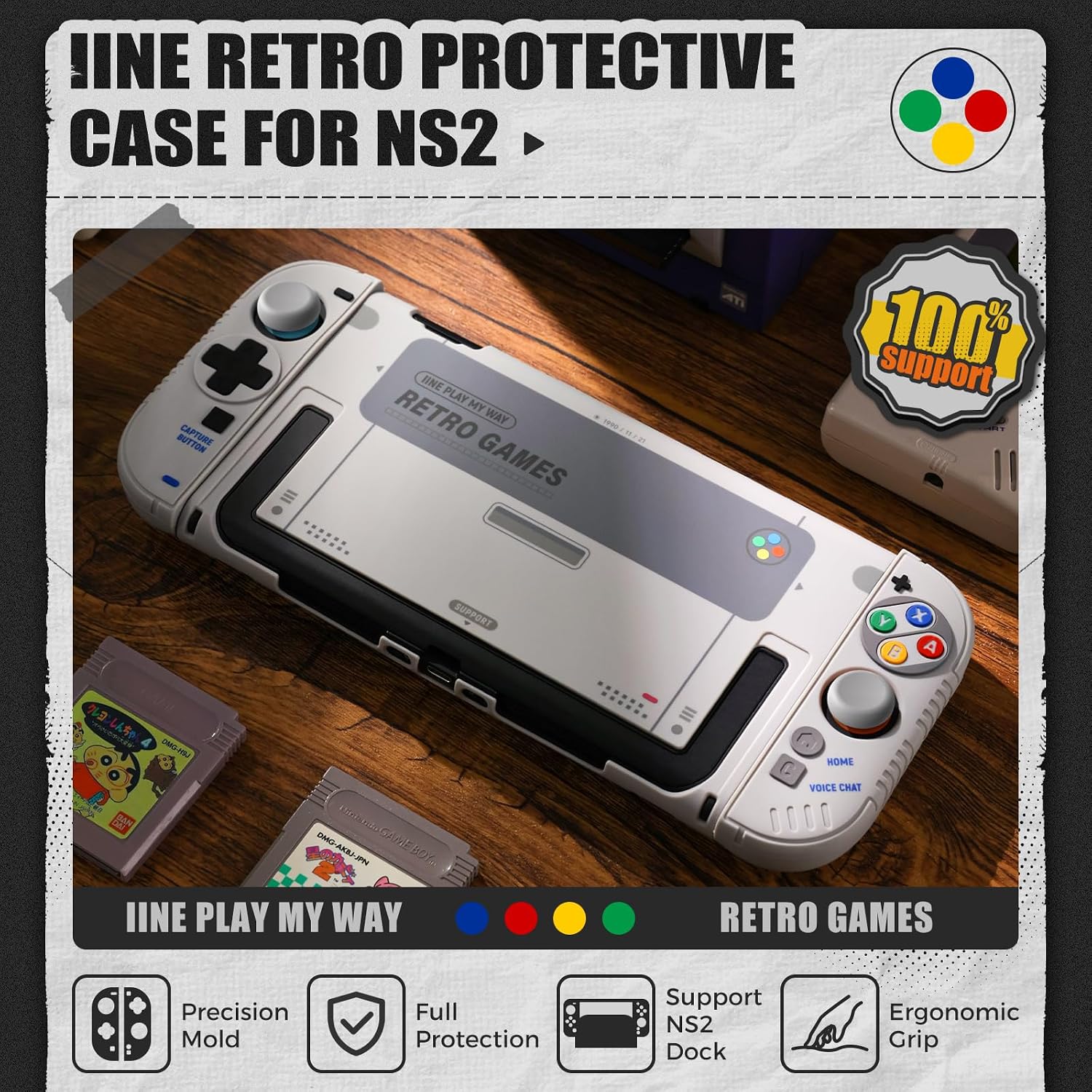 IINE Retro SFC Themed Full Bod - Gaming Console Buttons recension och pris